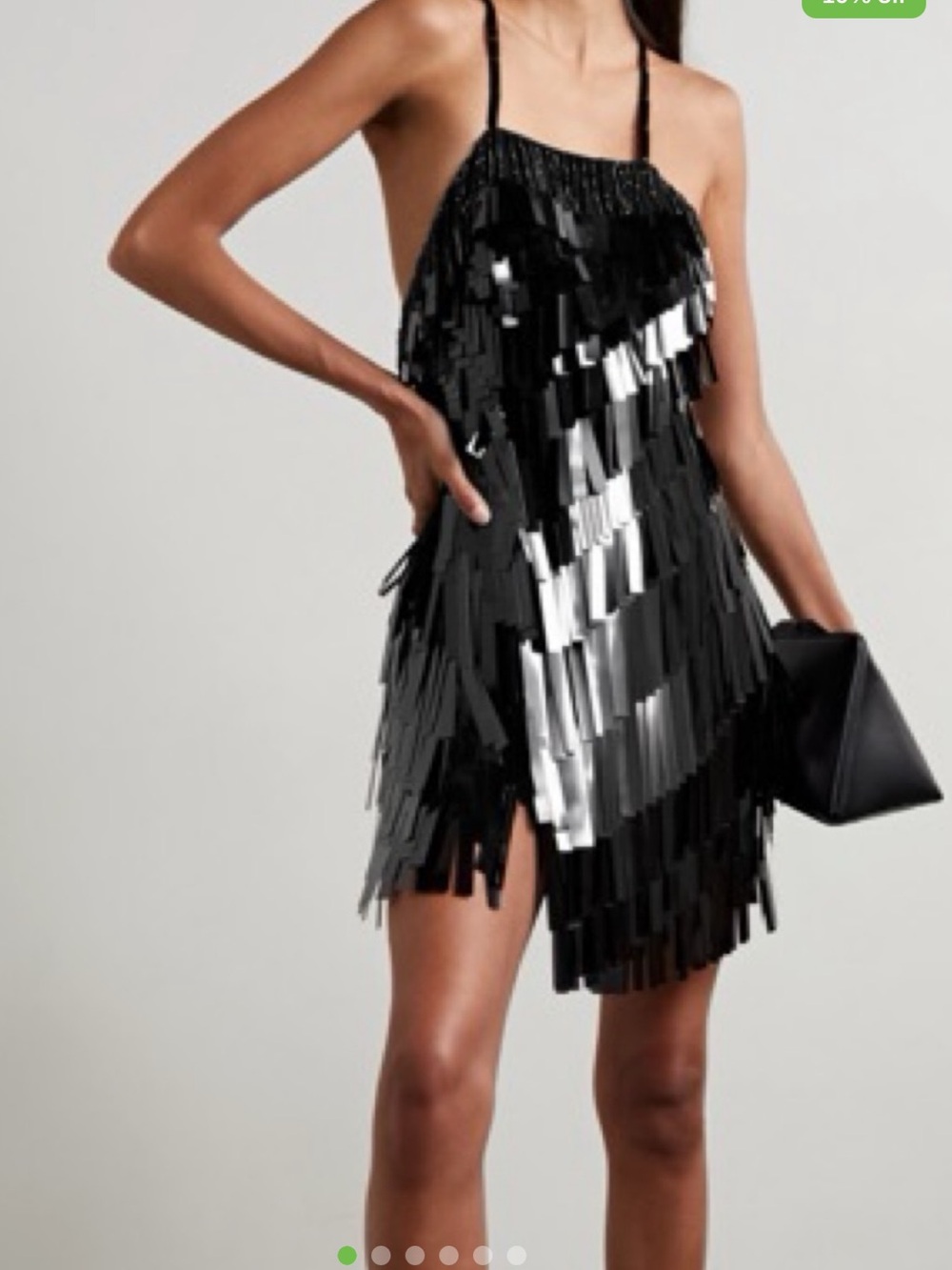The Attico Black Sequin Fringe Mini Dress